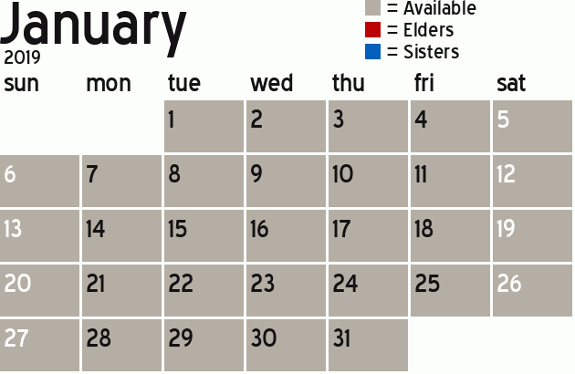 Missionary Dinner Calendar
