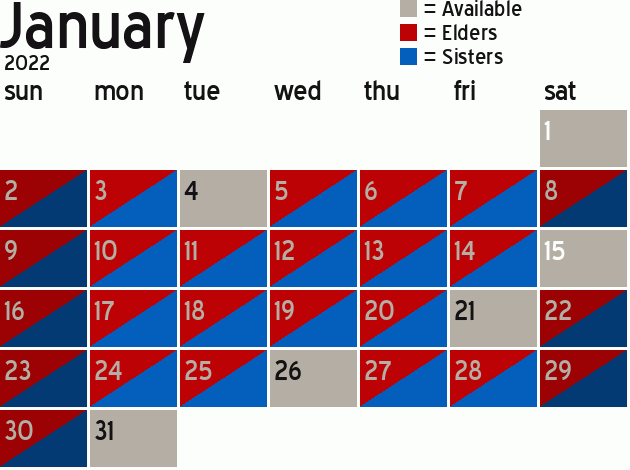 Missionary Dinner Calendar