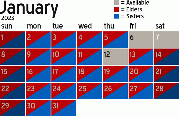 Missionary Dinner Calendar