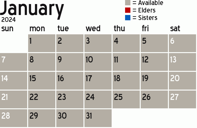 Missionary Dinner Calendar