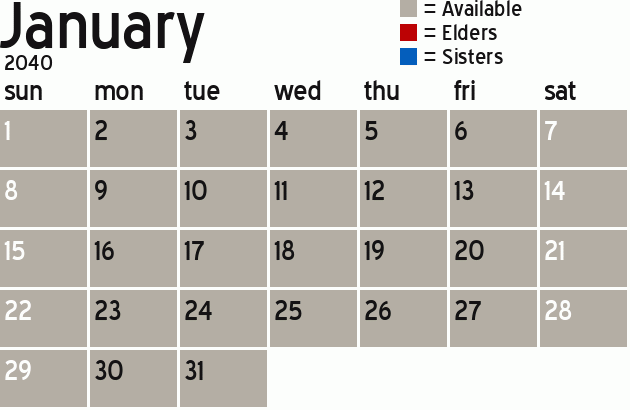 Missionary Dinner Calendar