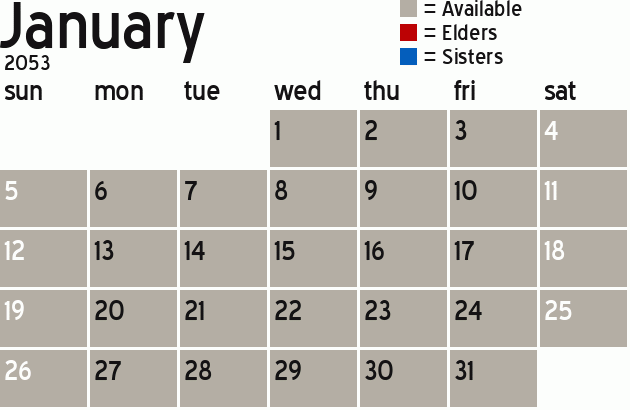 Missionary Dinner Calendar