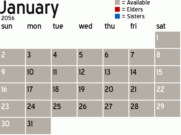 Missionary Dinner Calendar