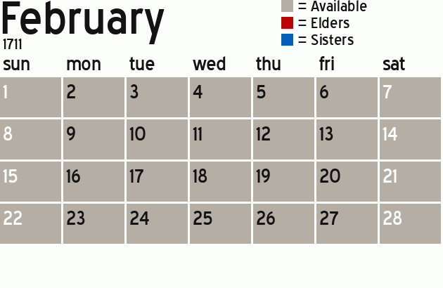 Missionary Dinner Calendar