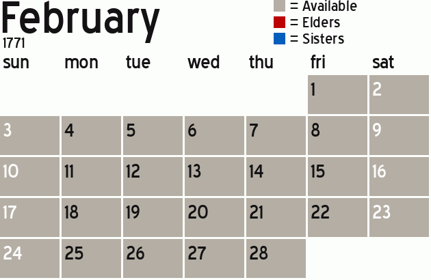Missionary Dinner Calendar