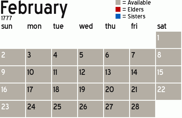 Missionary Dinner Calendar