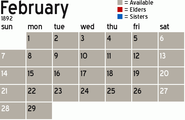 Missionary Dinner Calendar