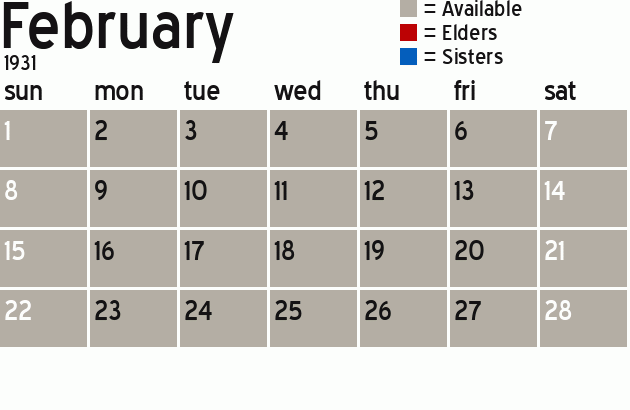 Missionary Dinner Calendar