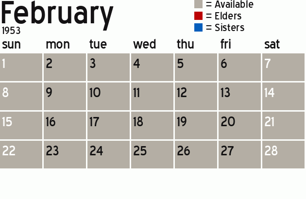 Missionary Dinner Calendar
