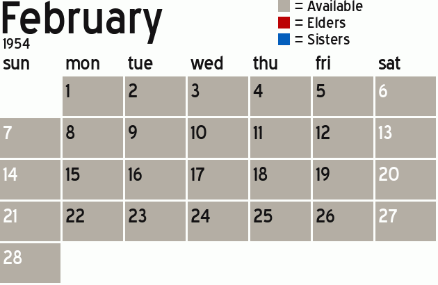 Missionary Dinner Calendar