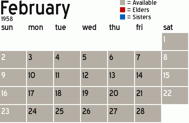 Missionary Dinner Calendar