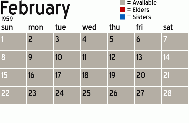 Missionary Dinner Calendar