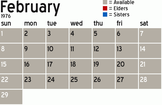 Missionary Dinner Calendar