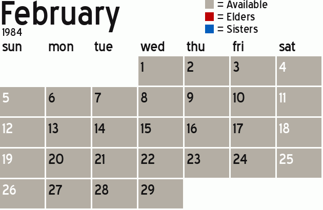 Missionary Dinner Calendar