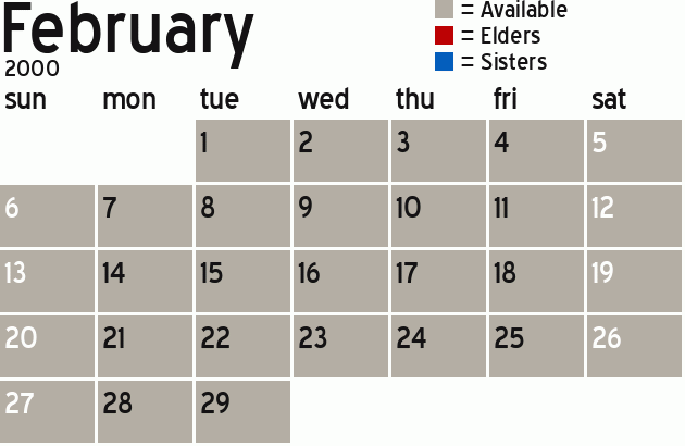 Missionary Dinner Calendar