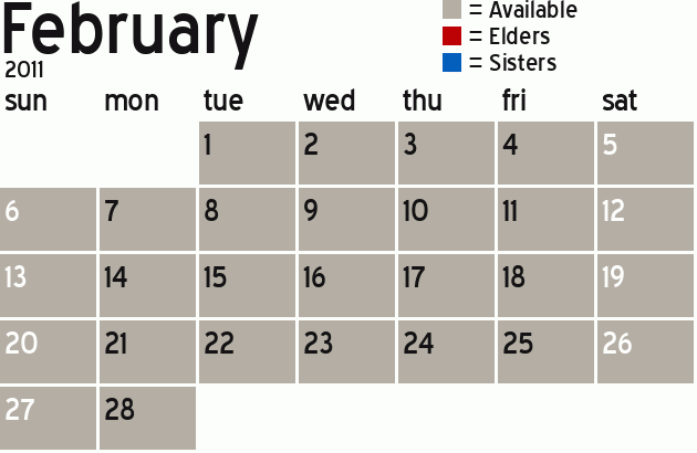 Missionary Dinner Calendar