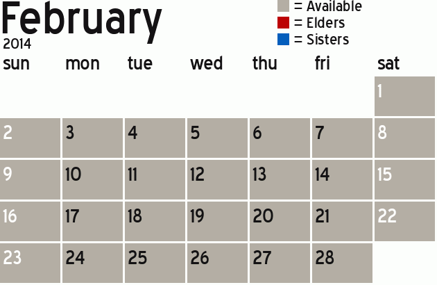 Missionary Dinner Calendar