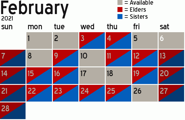Missionary Dinner Calendar