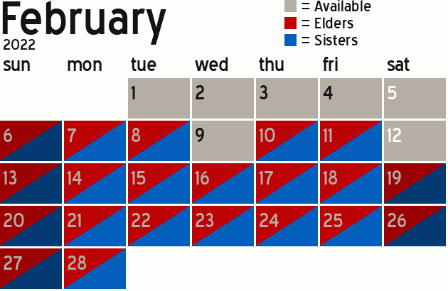 Missionary Dinner Calendar