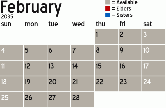 Missionary Dinner Calendar