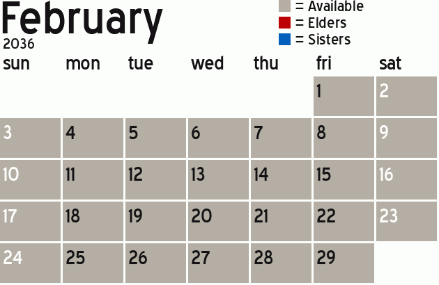 Missionary Dinner Calendar