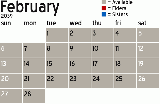 Missionary Dinner Calendar