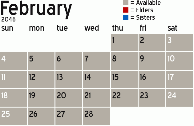 Missionary Dinner Calendar
