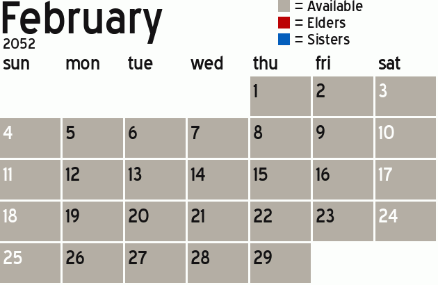 Missionary Dinner Calendar