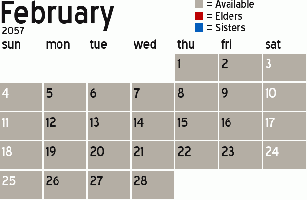 Missionary Dinner Calendar