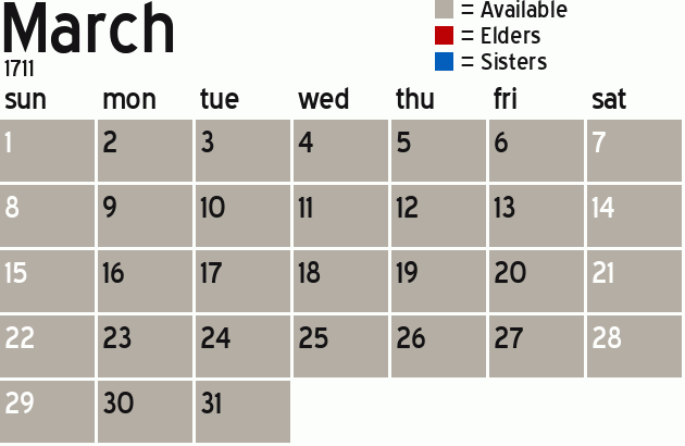 Missionary Dinner Calendar
