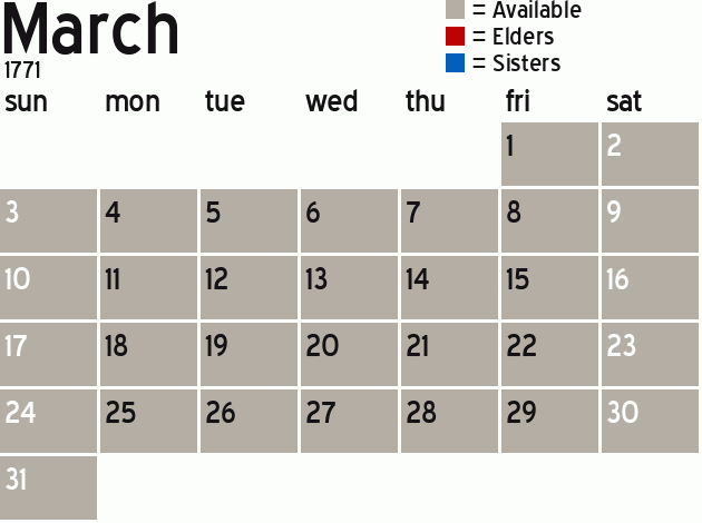 Missionary Dinner Calendar