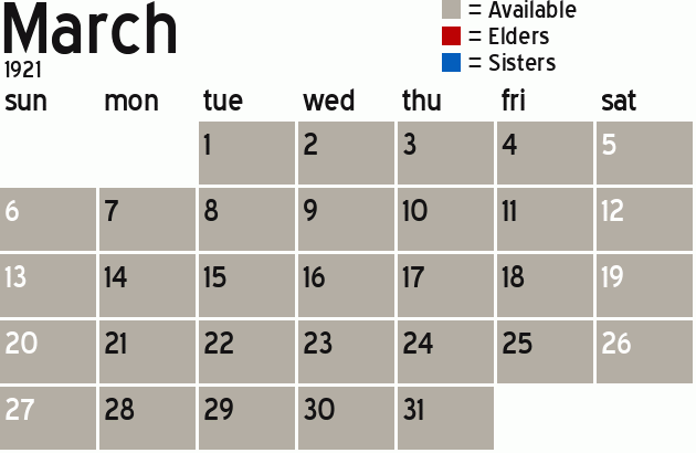 Missionary Dinner Calendar