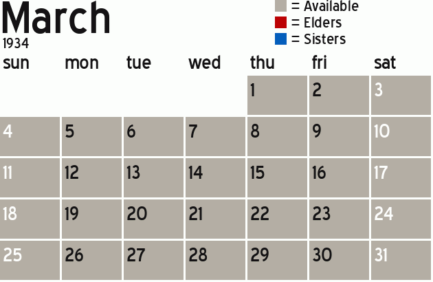 Missionary Dinner Calendar