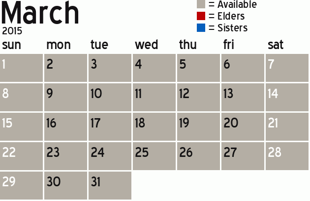 Missionary Dinner Calendar