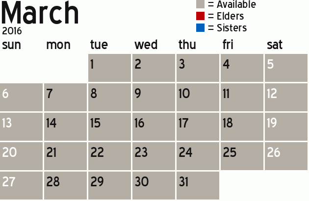 Missionary Dinner Calendar