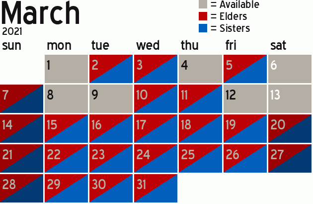 Missionary Dinner Calendar