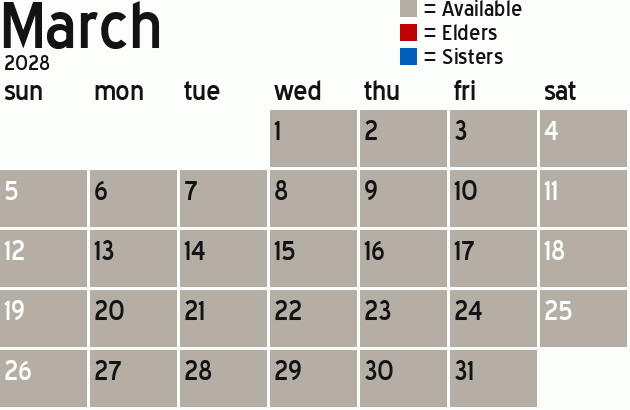 Missionary Dinner Calendar