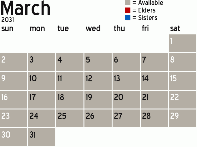 Missionary Dinner Calendar