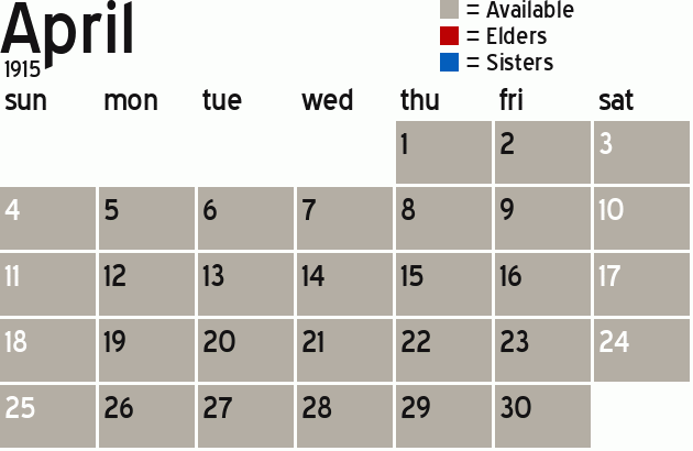 Missionary Dinner Calendar