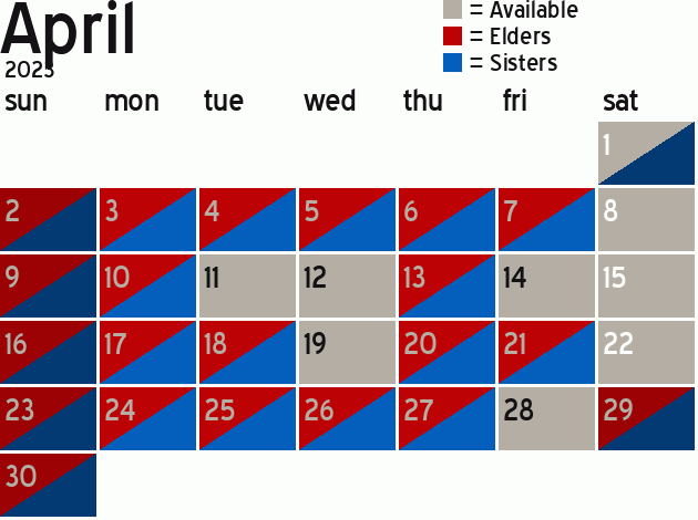 Missionary Dinner Calendar