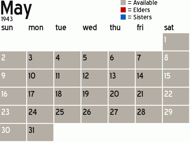 Missionary Dinner Calendar
