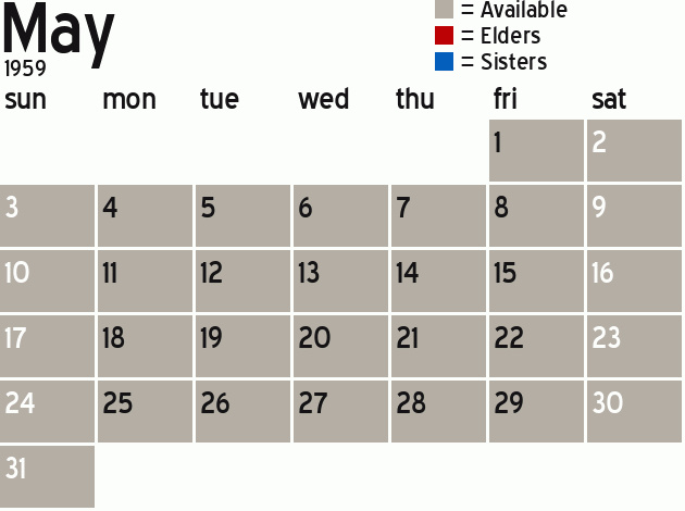 Missionary Dinner Calendar