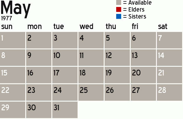 Missionary Dinner Calendar