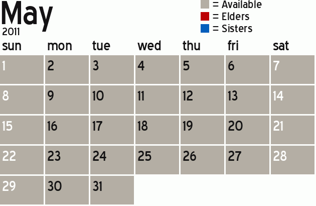 Missionary Dinner Calendar