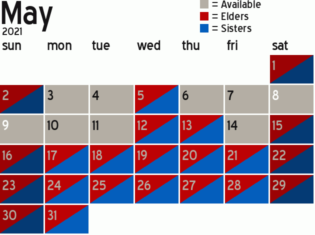 Missionary Dinner Calendar