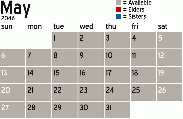 Missionary Dinner Calendar