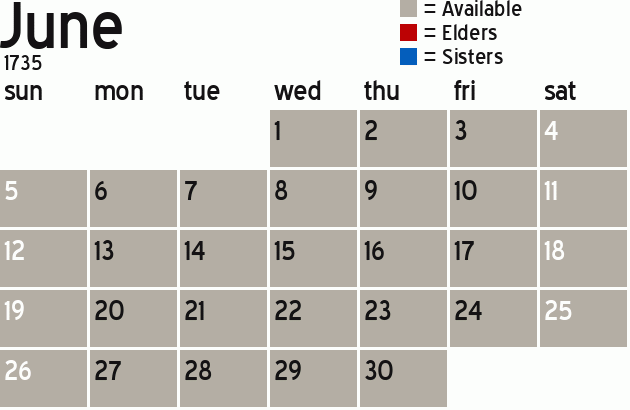 Missionary Dinner Calendar