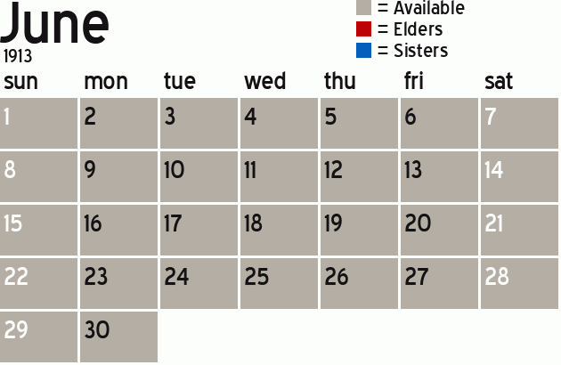 Missionary Dinner Calendar