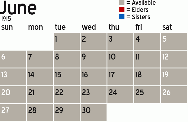 Missionary Dinner Calendar
