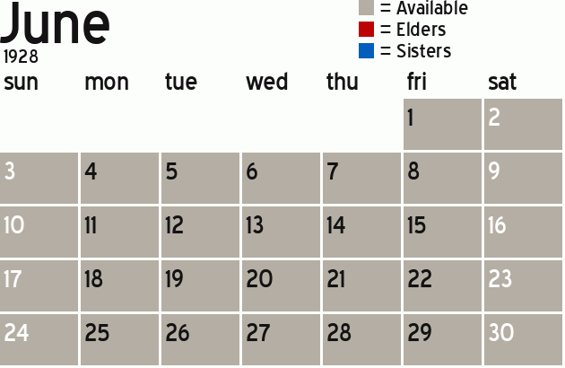 Missionary Dinner Calendar